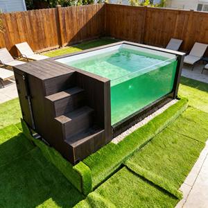 Piscine hors sol préfabriquée en fibre de verre pour jardin familial, moderne, petite et grande, avec mosaïque - Product Image 2