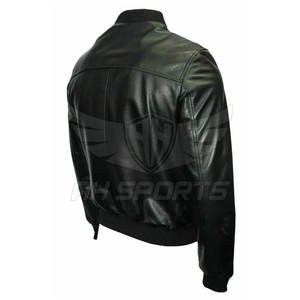 Custom Streetwear chaqueta de cuero de la motocicleta de los hombres de la Universidad Campus parche Logo Bomber chaqueta de cuero de los hombres - Product Image 3