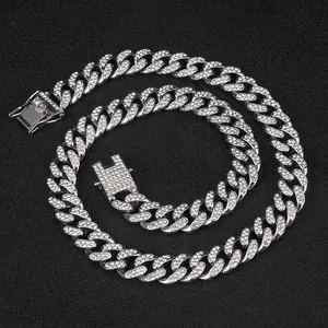 Elegante Collar de Cadena Cubana de Aleación de Moda Personalizada, Chapado en Oro, con Diamantes de Circonio de 12 mm - Product Image 2