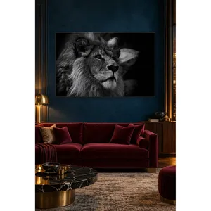 Impression sur toile en noir et blanc de Fida Young Lion Looking Up - Product Image 2