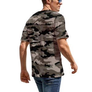 T-shirts décontractés à manches courtes et col rond en coton à motif camouflage unisexe de qualité supérieure - Product Image 4