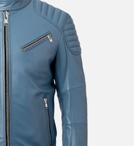 Veste en cuir noir élégante personnalisable pour hommes de toutes tailles avec fermeture éclair et logo pour l'hiver - Product Image 6