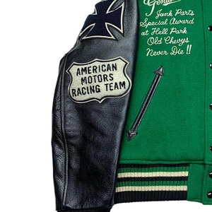 Chaqueta universitaria con letras de cuero genuino negro personalizada de alta calidad para hombres abrigo bordado con parches de chenilla a la moda - Product Image 6