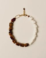 Lot de 15 bracelets personnalisés en pierre naturelle œil de tigre, inspiration automne, tons terreux, perles de culture d'eau douce baroques, bijoux de luxe pour cadeau