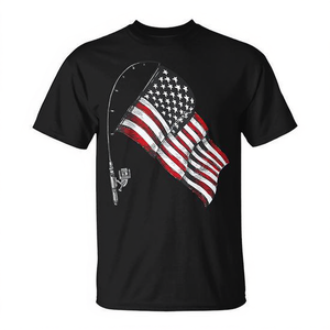 T-shirt de pêche avec motif drapeau américain vintage pour les pêcheurs et les amateurs de pêche, article promotionnel - Product Image 2