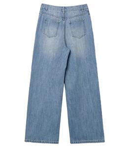 Air Blue Early Spring <b>High</b> <b>Waist</b> Loose Fit Straight Leg Casual Denim <b>Jeans</b> Breathable Washed Solid for Summer - Product Image 2