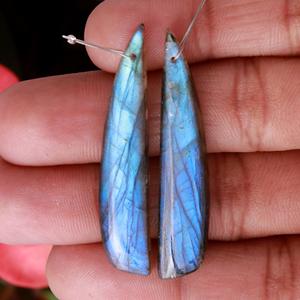 Piedras Preciosas de Labradorita Natural, Cambio de Color Azul, Cortes Ovalados/Marquesa/Pera, para Fabricación de Joyería, Aretes, Pares - Product Image 3