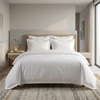 Prix d'usine, draps d'hôtel personnalisés King Queen 80S 400TC, blanc uni, 100% coton