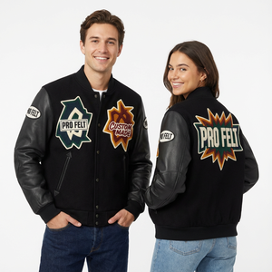 Chaqueta Universitaria Personalizada de Fieltro Profesional, Mangas de Cuero y Lana, Parches Bordados, Chaqueta Universitaria Unisex de Béisbol para Hombre - Product Image 6
