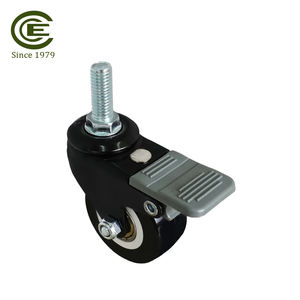 Roue de chariot à frein pivotante à tige filetée en PVC noir de 2 pouces, roulement de précision M10, pour armoire à outils, étagère d'exposition - Product Image 4