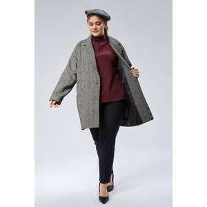 Giacca taglie forti da donna in Cashmere fantasia a spina di pesce-l'incontro di eleganza e Comfort senza tempo - Product Image 4