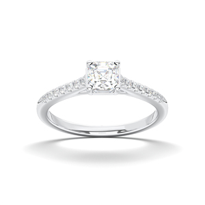 Anillo de compromiso de diamante de corte redondo y moissanita de calidad de 0,70 quilates, de oro sólido para mujer, conjunto de puntas - Product Image 6