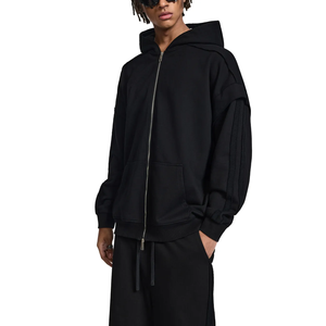 2025 sweat à capuche zippé surdimensionné personnalisé blanc 100% coton polaire goutte épaule Vintage Boxy Streetwear à capuche pour hommes - Product Image 4