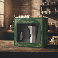 Coffret Cadeau Classique Chinois WS : Cafetière Moka en Aluminium pour Barista à Domicile, Logo Personnalisé, Vente en Gros