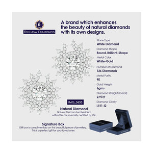 Meilleure Offre sur la Dernière Collection : Boucles d'Oreilles en Or Blanc 10K avec Diamant de Laboratoire de 2,97 ct, Magnifique Pièce Provenant d'un Fournisseur Indien - Product Image 5