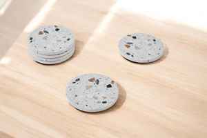 Juego de 6 Posavasos de Piedra de Mármol Terrazo con Soporte Dorado, Decoración del Hogar - Product Image 6