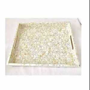 Plateau de service en bois avec incrustation d'os en résine fait à la main, plat pour la maison, les hôtels, la nourriture indienne, décoratif, couleur personnalisée, caractéristique jetable - Product Image 1