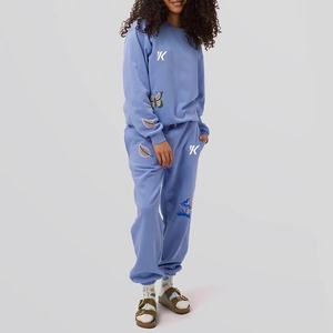 Venta al por mayor 360gsm Cómodo Unisex Jogger Pantalones Azul Claro Baggy Joggers Cordón-Ajustable Algodón Poliéster Fleece Sólido - Product Image 1