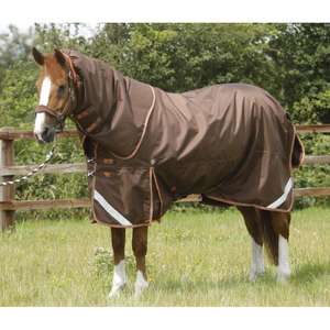 Couverture de cheval d'extérieur pour dressage, ovale, 1200D, imperméable, respirante, doublure rembourrée de plumes, 2 sangles de jambe, légère et de luxe - Product Image 4