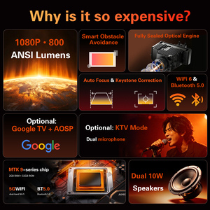 Proyector de Cine Toumei Q7 1080P/4K Compatible con Android 9, <span class=keywords><strong>Netflix</strong></span>/YouTube/Google TV Integrados, Duplicación por Cable, Aplicaciones Gratuitas |   Portátil - Product Image 3