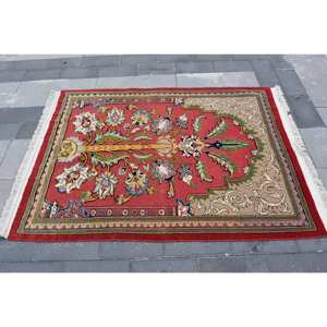 Alfombra ecológica tradicional de lana rojo Beige de 3,6x5,2 pies área grande rectángulo turco comedor Patchwork 10mm habitación de piel - Product Image 4