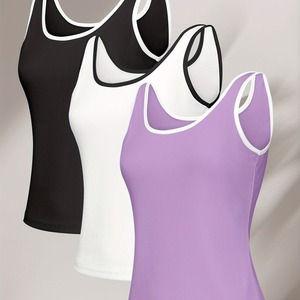 Lot de 3 débardeurs de sport et yoga personnalisables pour femmes, respirants, écologiques, de haute qualité, en tissu tissé décontracté - Product Image 2