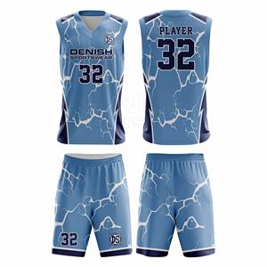 Uniforme de baloncesto de poliéster 100% de alta calidad, conjunto Unisex totalmente personalizable con impresión de logotipo transpirable para deportes de verano - Product Image 1
