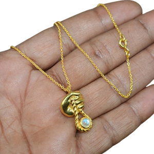 Pendentif classique fait à la main 925 bijoux solides pour femmes 925 argent Sterling pierre de lune pierre précieuse Style Boho pendentif cadeau pour soeur - Product Image 1