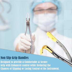 Forceps d'extraction dentaire droits pour incisives supérieures et canines, en acier inoxydable, manuel, certifié MOL, poignée ergonomique Astrin - Product Image 3