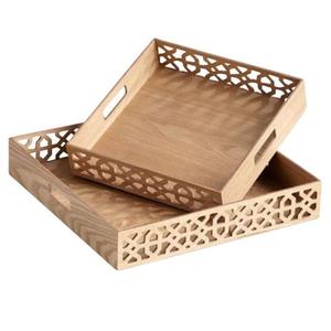 Plateau décoratif artisanal d'ustensiles de cuisine de restaurant d'hôtel pour l'utilisation de restauration plateaux de service de nourriture forme de rectangle avec des poignées - Product Image 5