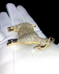 Colgante de Plata de Ley 925 con Diseño de Animal Personalizado, Joyería Hip Hop con Diamantes Brillantes, Chapado en Oro, Moissanita, Colgantes Finos - Product Image 4