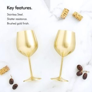 Best Selling Stainless Steel Stemmed Wine Glasses, Shatter Proof Copper Coated Unbreakable Wine Glass <b>Goblets</b> - Product Image 4