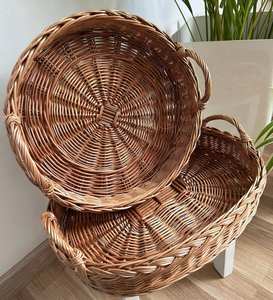 Bandeja de desayuno de madera ecológica moderna con asas Cesta de servicio de mimbre Bandeja Diseño de bandeja ovalada - Product Image 2