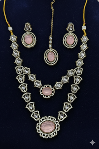 Beautiful Stunning Vintage Cubic Zircon Crystal Oval Shape <b>Kundan</b> Studded Dangle Antique Gold Plated Wedding Party <b>Jewelry</b> Set - Product Image 2