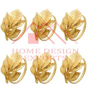 Rond de serviette doré au design classique pour hôtels et restaurants Rond de serviette en aluminium doré pour la maison - Product Image 4