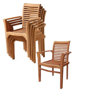 Indonesia Teak Wood Patio <b>Garden</b> Outdoor Furniture Stackable <b>Chairs</b> - Product Image 5