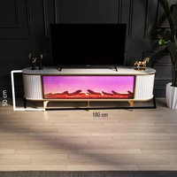 Table basse électrique en bois DOSIN DS2408 avec foyer intégré, design moderne et luxueux pour salon, avec connexion Bluetooth et panneau de commande