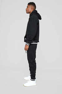 Ensemble de survêtement sport décontracté pour homme, deux pièces, veste à capuche thermique d'hiver avec motif imprimé, tissu tissé - Product Image 3