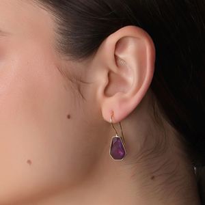 ต่างหูอเมทิสต์ชุบทอง18K ทำด้วยมือสุดหรูเครื่องประดับปาร์ตี้งานแต่งงานสำหรับผู้หญิงทันสมัย - Product Image 5