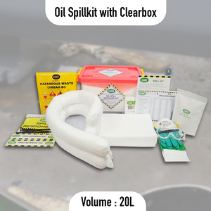 Kit anti-déversement d'hydrocarbures 20 litres avec boîte transparente – Kit de réponse d'urgence pour l'absorption et le nettoyage des déversements d'hydrocarbures pour les zones industrielles - Product Image 2