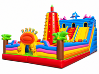 Aire de jeux pour enfants, trampoline gonflable géant et château, thème animaux dinosaures, matériau PVC, utilisation en extérieur, capacité 100-500 kg