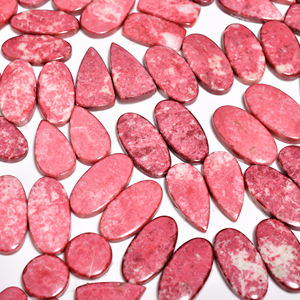 Par de thulita Rosa semipreciosa superventas, cabujón de piedras preciosas sueltas, cabujón de piedras preciosas sueltas lisas naturales a granel - Product Image 4