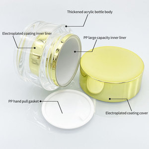 Vaso rotondo in acrilico PMMA di lusso, elettroplaccato a doppia parete, personalizzabile OEM ODM, per <span class=keywords><strong>crema</strong></span> <span class=keywords><strong>viso</strong></span> e prodotti skincare - Product Image 2