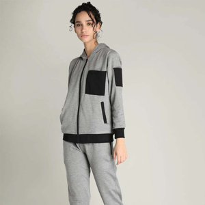 Nuevo Chándal Deportivo Gris para Mujer, Chándal de Forro Polar para Invierno, Color Sólido, Personalizable al por Mayor, Unisex - Product Image 2