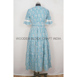 ชุดเดรสผ้าคอตตอนเนื้อนุ่มพิมพ์ลายดอกไม้คอวีของผู้หญิงชุดเดรสมิดิลายดอกไม้มีกระเป๋าธรรมชาติสมัยใหม่งานปาร์ตี้ฤดูใบไม้ผลิ/ฤดูร้อนงานแฮนด์เมด - Product Image 4