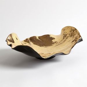 Bol de service en métal argenté et doré pour décor à la maison Nouveau design Bol en forme de coupe incurvée - Product Image 5