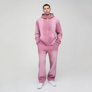 Streetwear personnalisé, pantalon de survêtement évasé, sweats à capuche imprimés, survêtements lourds et respirants délavés à la pierre, survêtements pour hommes - Product Image 1