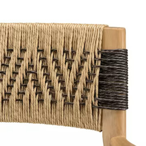Silla de comedor de madera maciza de alta calidad moderna, diseño de mediados de siglo con respaldo tejido de cuerda, silla Casie para uso en restaurantes al aire libre - Product Image 3