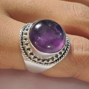 Aspecto impresionante Piedra de amatista grande Anillos hechos a mano de Plata de Ley 925 Fabricante mayorista de anillos de piedras preciosas de plata étnica - Product Image 5