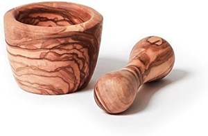 Mortero/Pilón Redondo, 28 x 28 x 18 cm, Marrón, Triturador de Especias, Prensa de Jengibre, Prensa de Ajo, Molinillo de Café, Triturador de Hierbas y Especias - Product Image 2